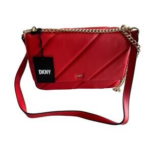 BRAND NEW DKNY Veronica MD Shoulder Bag Vegan Purse Classic Red Msrp $178